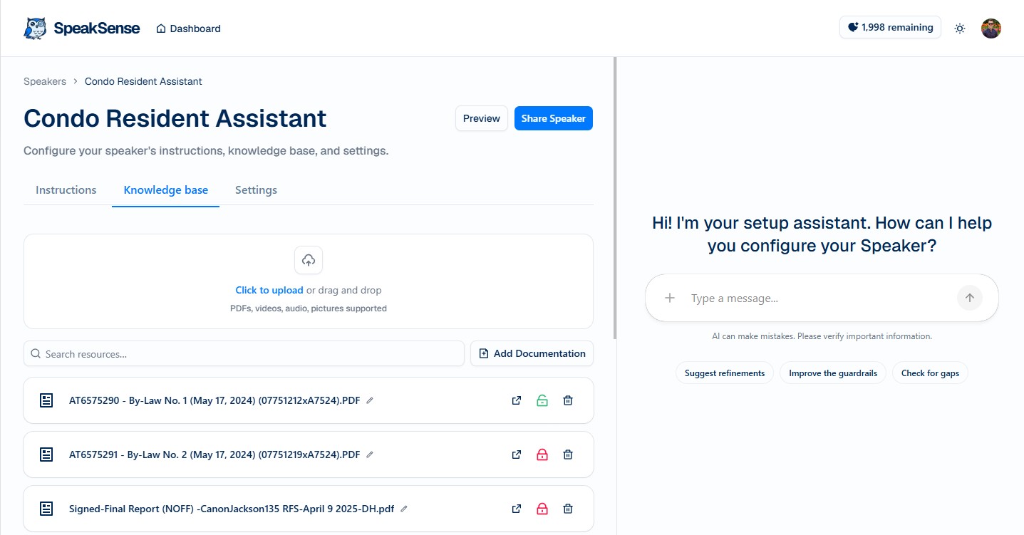 Knowledge Base upload Dashboard